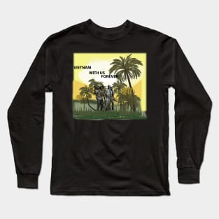 The Three Servicemen - Vietnam Memorial w Jungle Long Sleeve T-Shirt